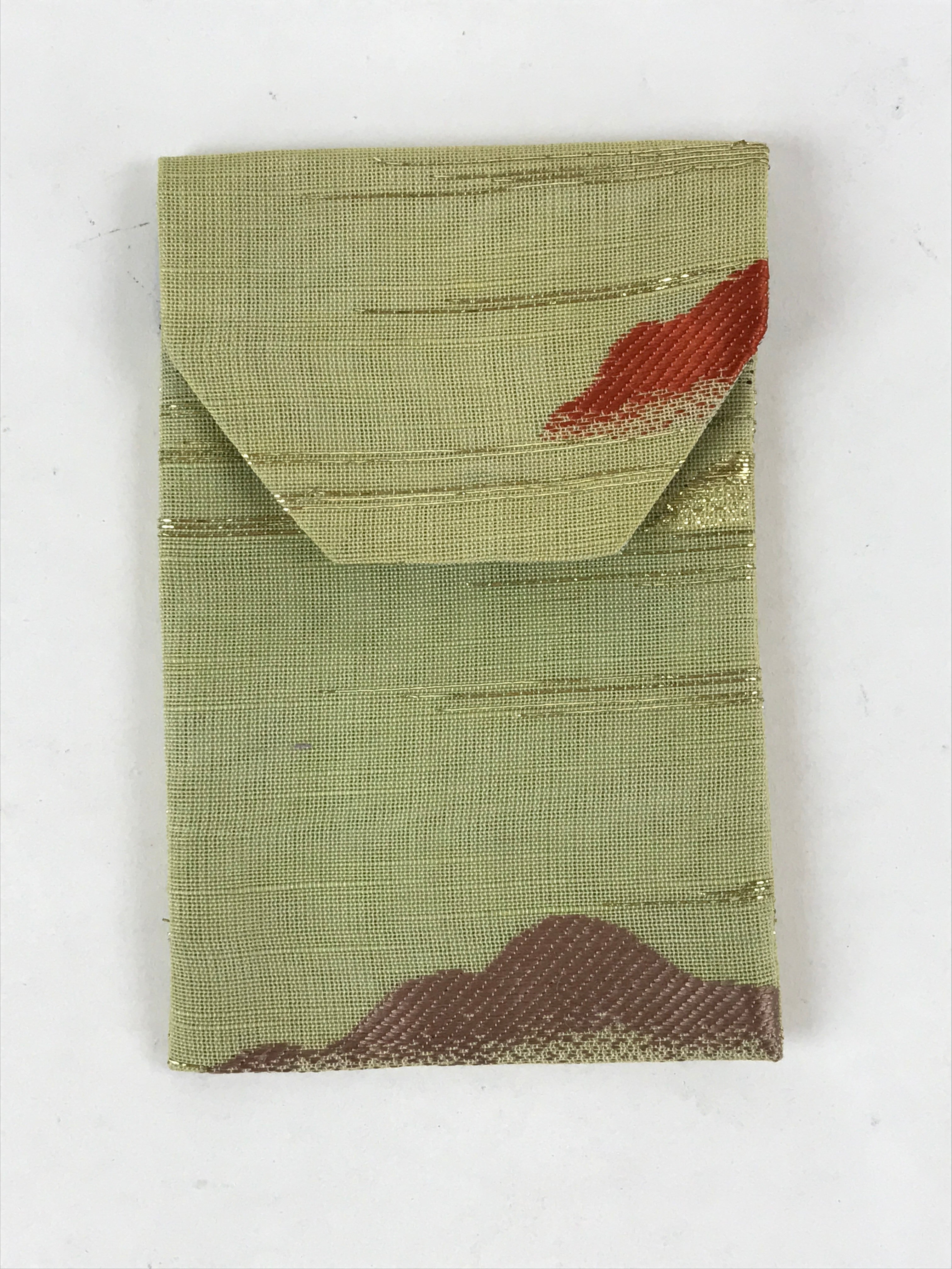Japanese Handmade Prayer Beads Small Fabric Bag Vtg Green Jyuzu-Bukuro BA142
