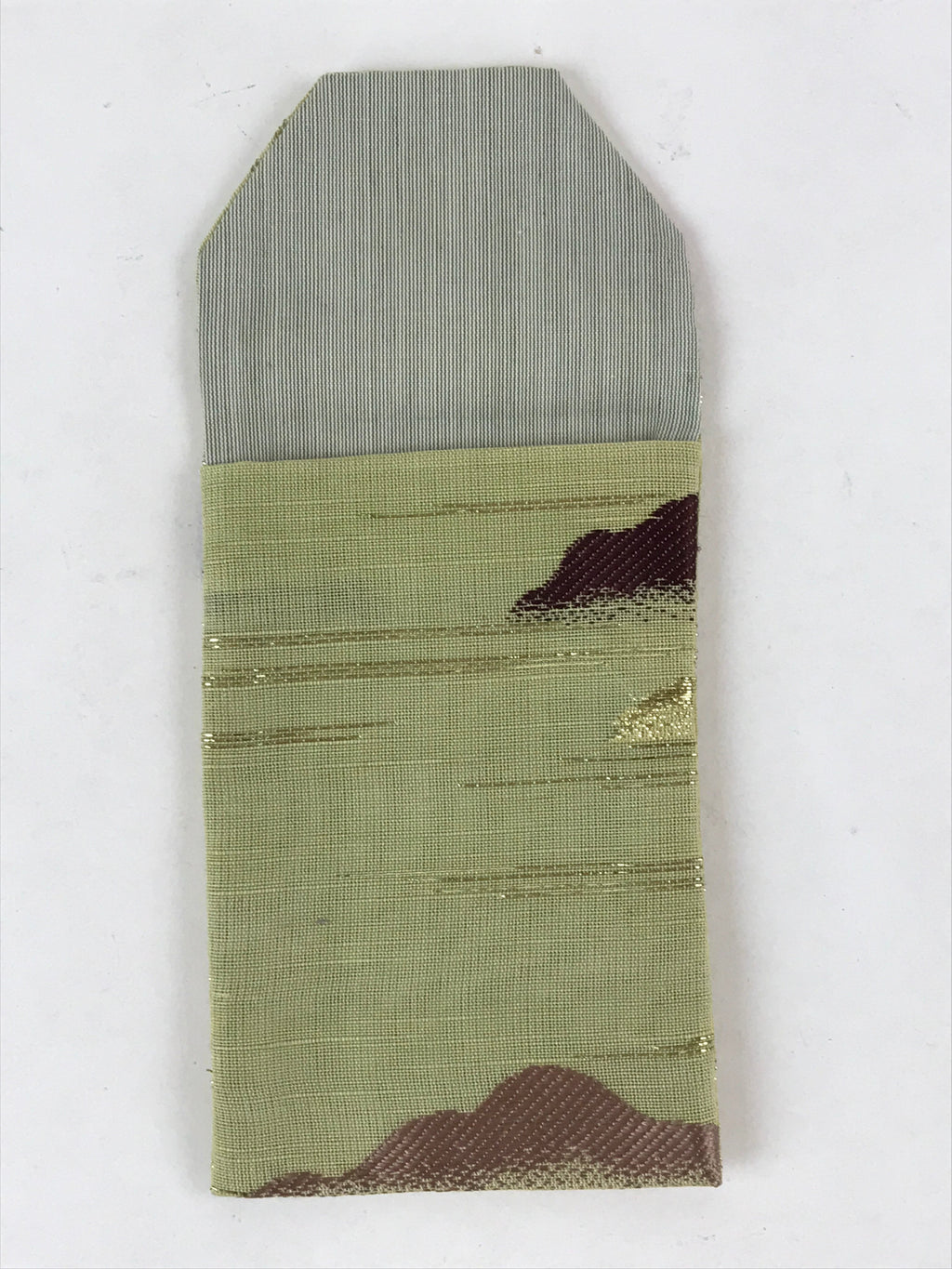 Japanese Handmade Prayer Beads Small Fabric Bag Vtg Green Jyuzu-Bukuro BA142