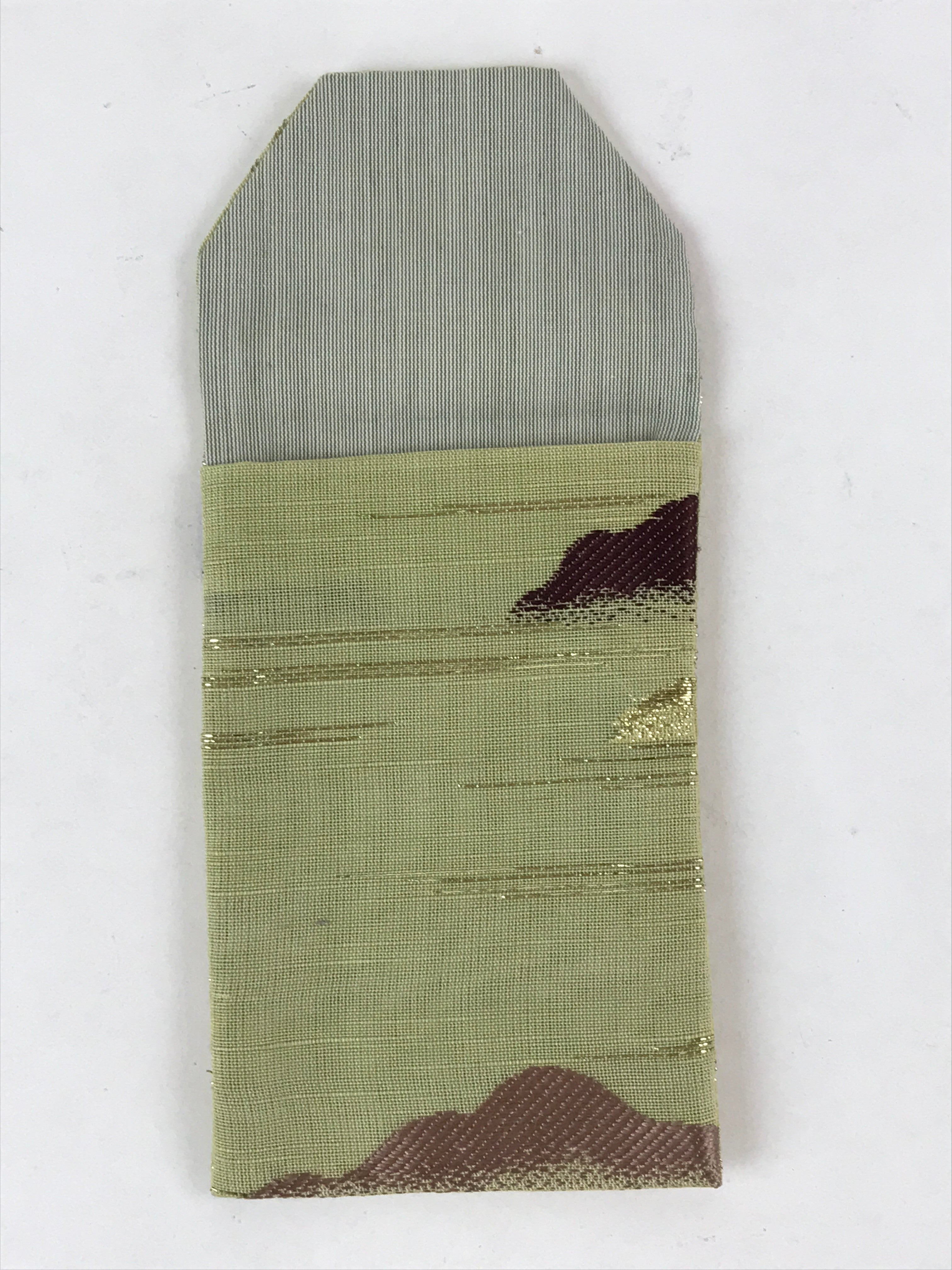 Japanese Handmade Prayer Beads Small Fabric Bag Vtg Green Jyuzu-Bukuro BA142