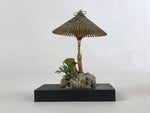 Japanese Handmade Umbrella Figurine Vtg Kasa Paper Bamboo Decoration KF664