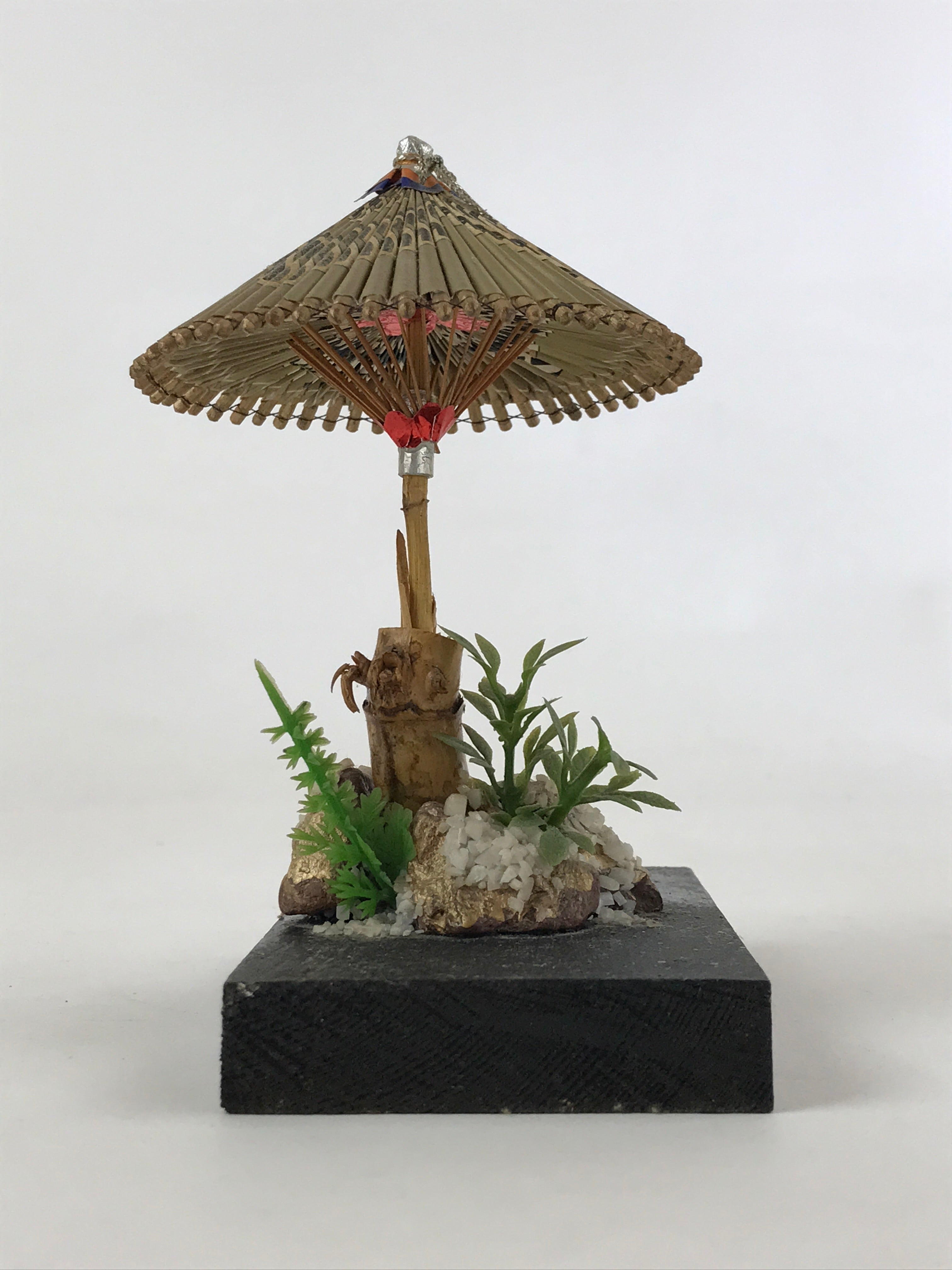 Japanese Handmade Umbrella Figurine Vtg Kasa Paper Bamboo Decoration KF664