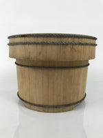 Japanese Handmade Wooden Bucket Oke Ohitsu Vtg Sushioke Deep Lidded Rice BK51