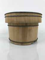 Japanese Handmade Wooden Bucket Oke Ohitsu Vtg Sushioke Deep Lidded Rice BK51