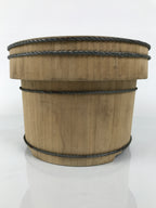 Japanese Handmade Wooden Bucket Oke Ohitsu Vtg Sushioke Deep Lidded Rice BK51