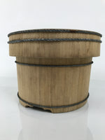 Japanese Handmade Wooden Bucket Oke Ohitsu Vtg Sushioke Deep Lidded Rice BK51