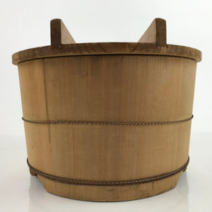 Japanese Handmade Wooden Bucket Oke Sushioke Vtg Deep Lidded BK38