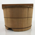 Japanese Handmade Wooden Bucket Oke Sushioke Vtg Deep Lidded BK38