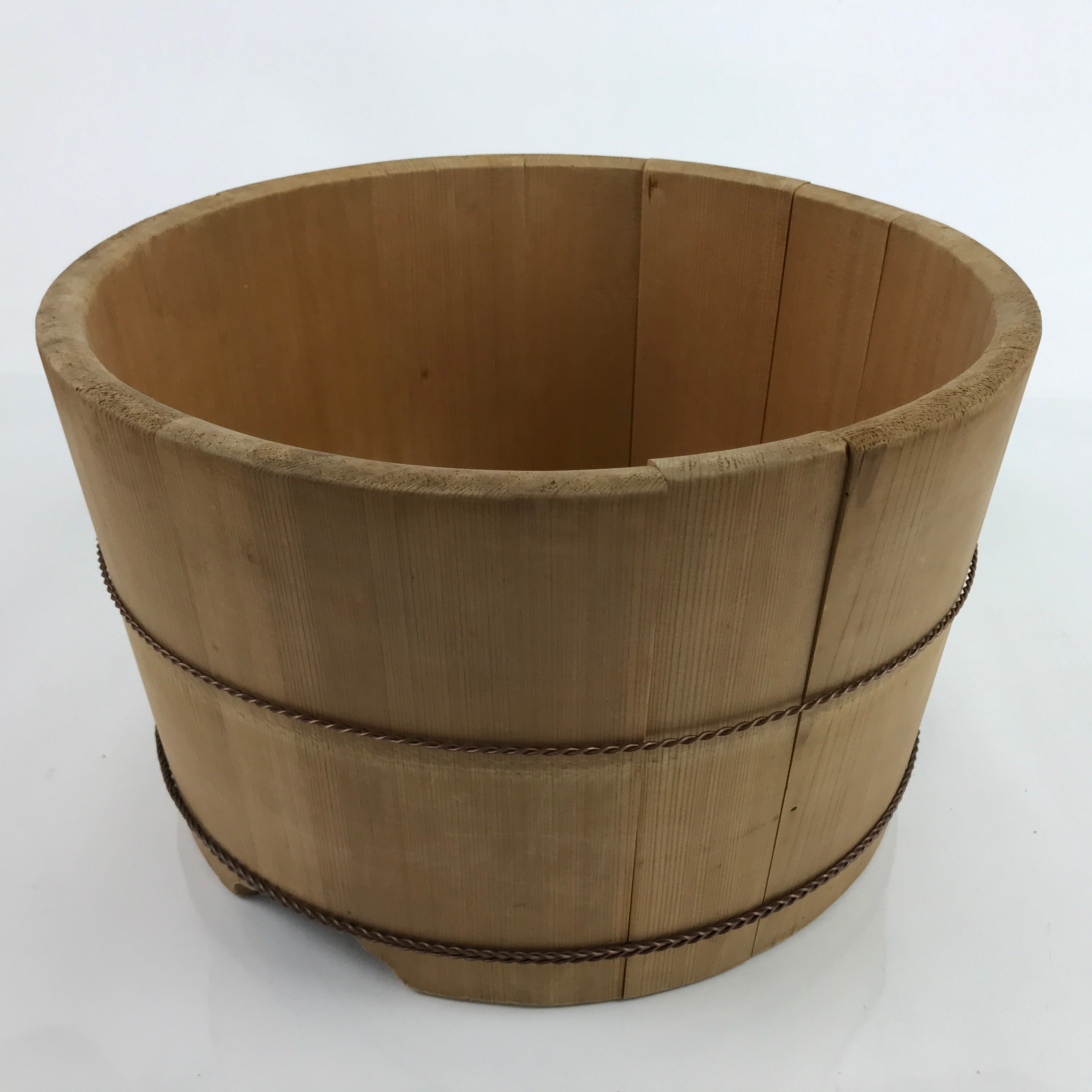 Japanese Handmade Wooden Bucket Oke Sushioke Vtg Deep Lidded BK38