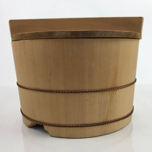 Japanese Handmade Wooden Bucket Oke Sushioke Vtg Deep Lidded BK39