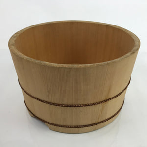 Japanese Handmade Wooden Bucket Oke Sushioke Vtg Deep Lidded BK39