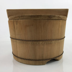 Japanese Handmade Wooden Bucket Oke Sushioke Vtg Deep Lidded BK40