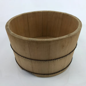 Japanese Handmade Wooden Bucket Oke Sushioke Vtg Deep Lidded BK40