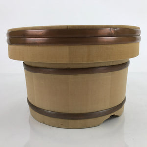 Japanese Handmade Wooden Bucket Oke Sushioke Vtg Deep Lidded BK41