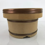 Japanese Handmade Wooden Bucket Oke Sushioke Vtg Deep Lidded BK41