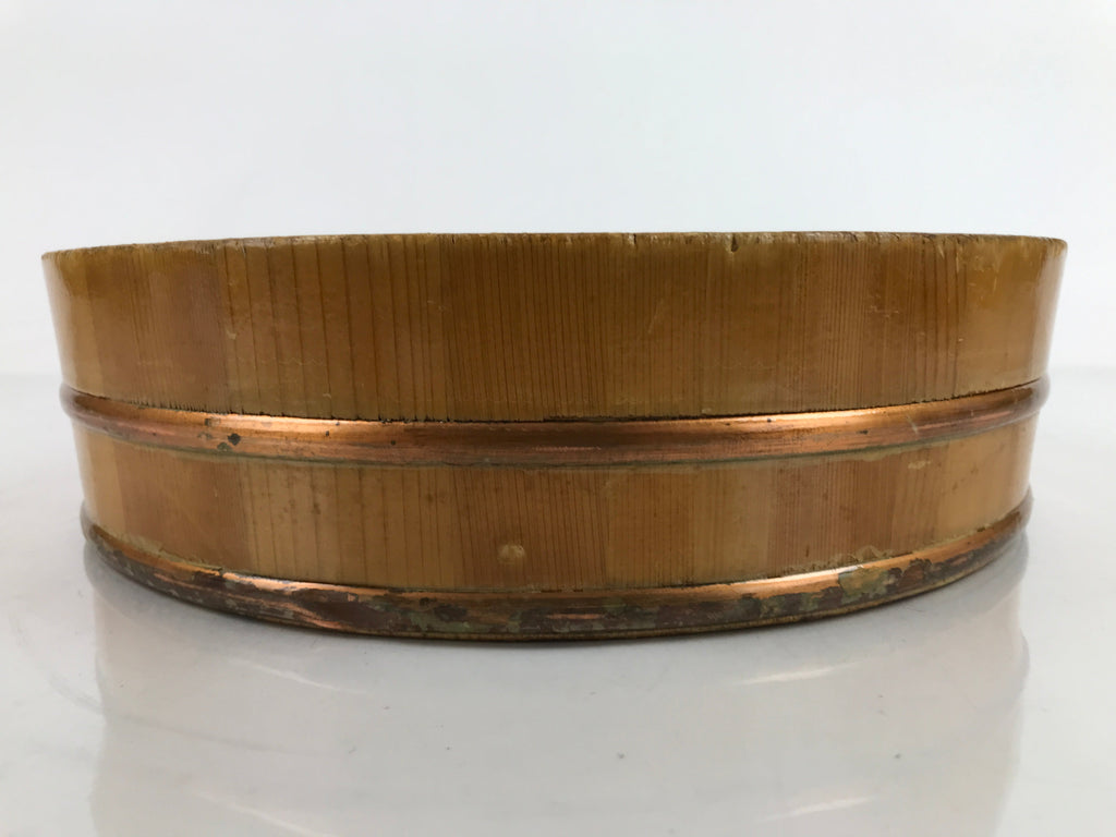 Japanese Handmade Wooden Clear Lacquered Bucket Sushioke Vtg Oke Hangiri BK35