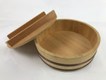 Japanese Handmade Wooden Oke Bucket Sushioke Hangiri Vtg Lidded Handai BK33