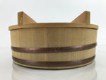 Japanese Handmade Wooden Oke Bucket Sushioke Hangiri Vtg Lidded Handai BK33