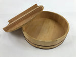 Japanese Handmade Wooden Oke Bucket Sushioke Hangiri Vtg Lidded Handai BK34