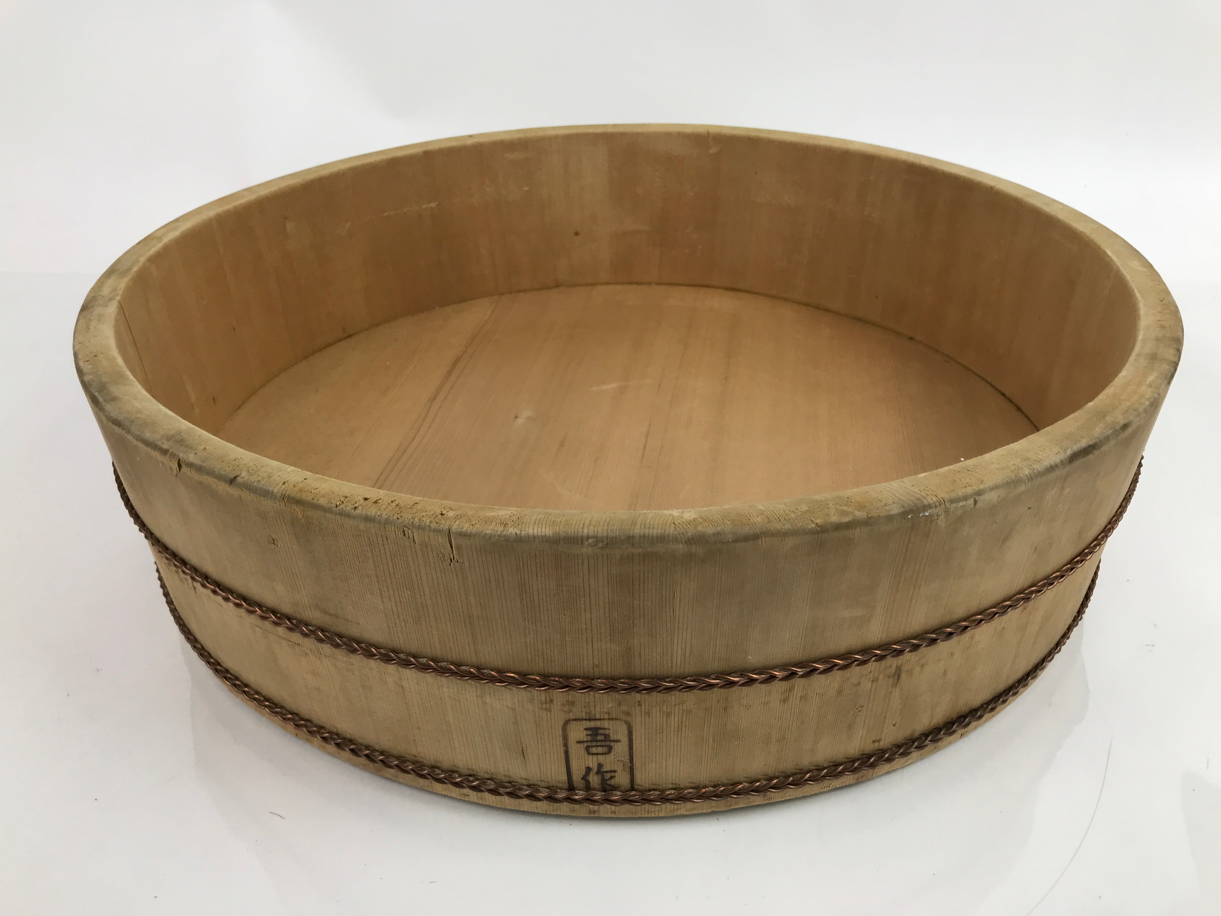 Japanese Handmade Wooden Oke Bucket Sushioke Hangiri Vtg Sushi Handai 46cm BK30