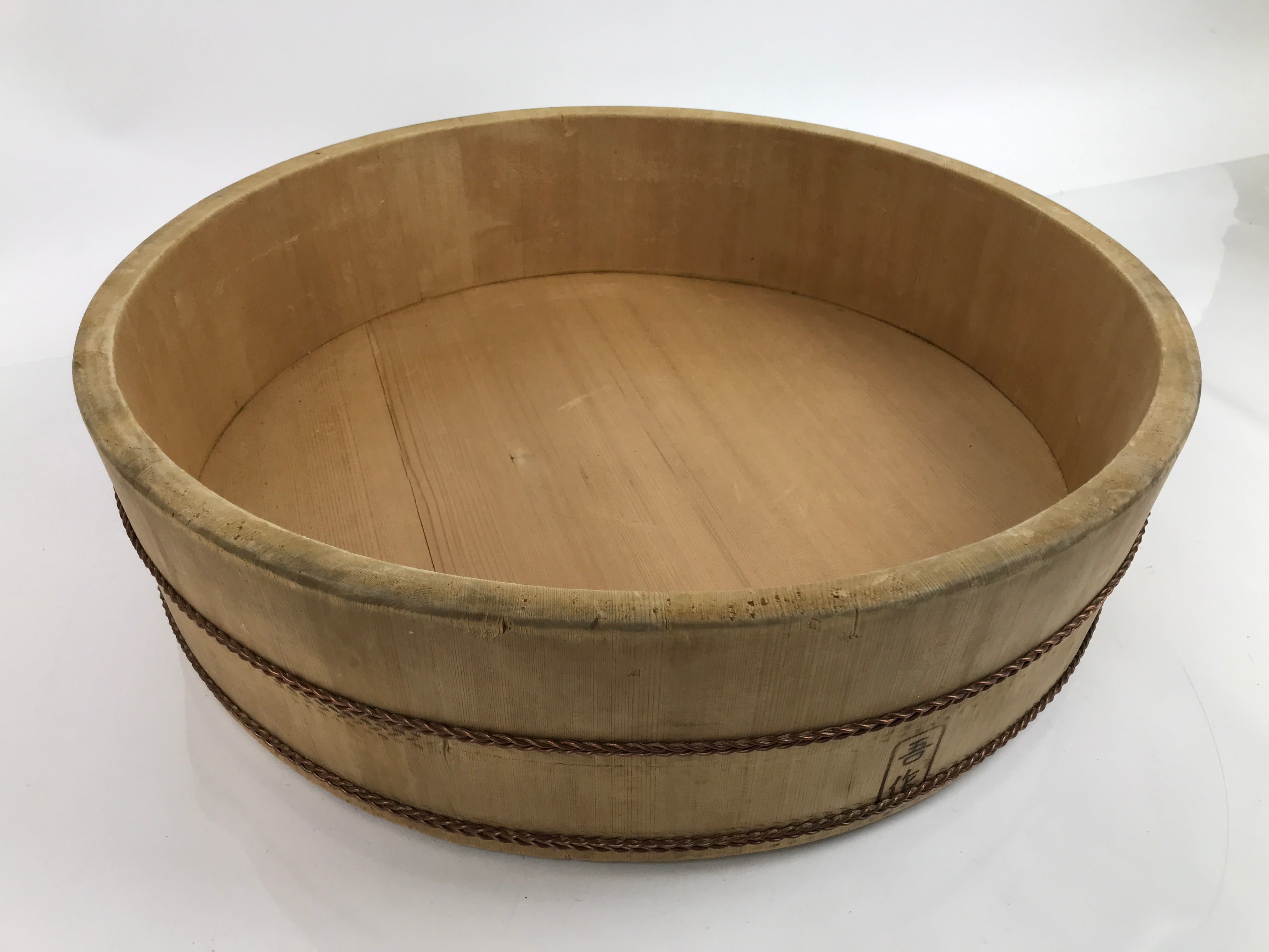 Japanese Handmade Wooden Oke Bucket Sushioke Hangiri Vtg Sushi Handai 46cm BK30