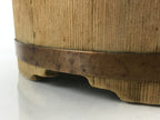 Japanese Handmade Wooden Oke Bucket Vtg Water Rice Storage Brown Copper BK18