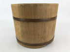 Japanese Handmade Wooden Oke Bucket Vtg Water Rice Storage Brown Copper BK18