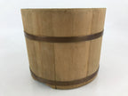 Japanese Handmade Wooden Oke Bucket Vtg Water Rice Storage Brown Copper BK18