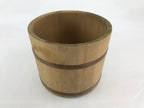 Japanese Handmade Wooden Oke Bucket Vtg Water Rice Storage Brown Copper BK18