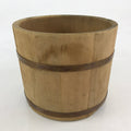 Japanese Handmade Wooden Oke Bucket Vtg Water Rice Storage Brown Copper BK18