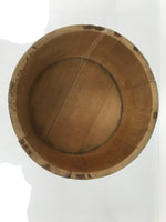 Japanese Handmade Wooden Oke Bucket Vtg Water Rice Storage Brown Twist Wire BK52