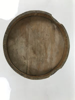 Japanese Handmade Wooden Oke Bucket Vtg Water Rice Storage Brown Twist Wire BK52