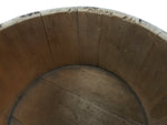 Japanese Handmade Wooden Oke Bucket Vtg Water Rice Storage Brown Twist Wire BK52