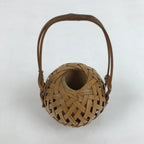 Japanese Handwoven Bamboo Basket Vase Vtg Small Kago Ikebana Arrangement B245