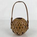 Japanese Handwoven Bamboo Basket Vase Vtg Small Kago Ikebana Arrangement B245