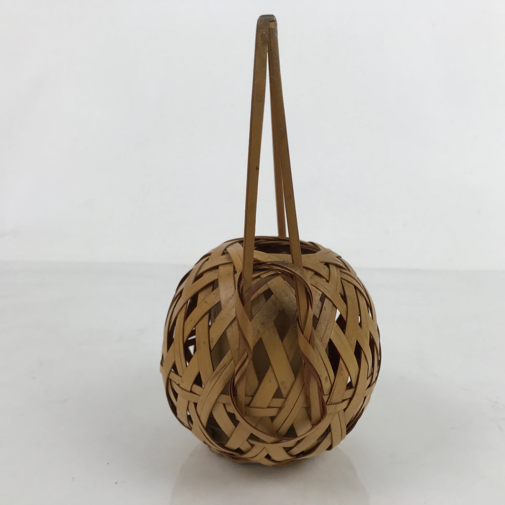 Japanese Handwoven Bamboo Basket Vase Vtg Small Kago Ikebana Arrangement B245
