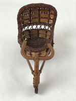 Japanese Handwoven Bamboo Basket Vtg Carriage Cart Kago Ikebana Arrangement B231