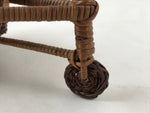 Japanese Handwoven Bamboo Basket Vtg Carriage Cart Kago Ikebana Arrangement B231