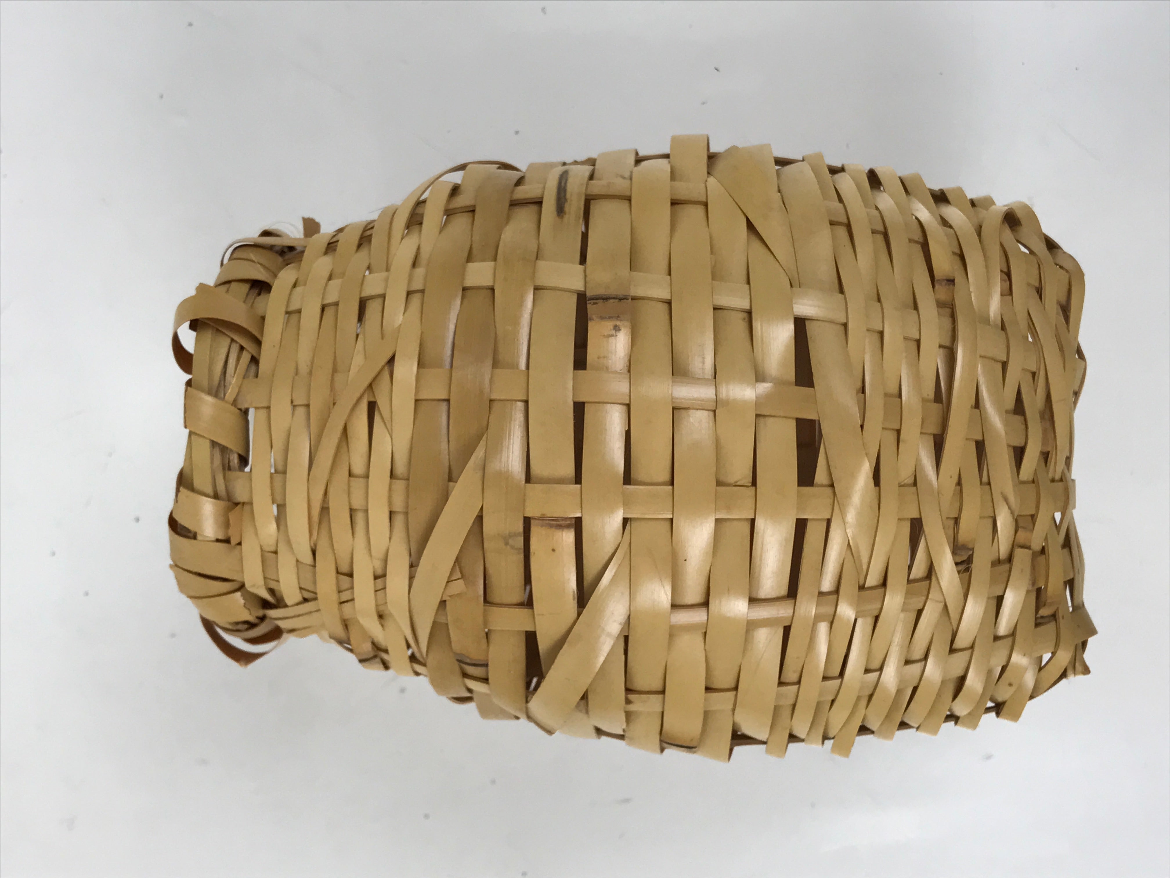 Japanese Handwoven Bamboo Basket Vtg Hanging Kago Ikebana Arrangement Brown B262