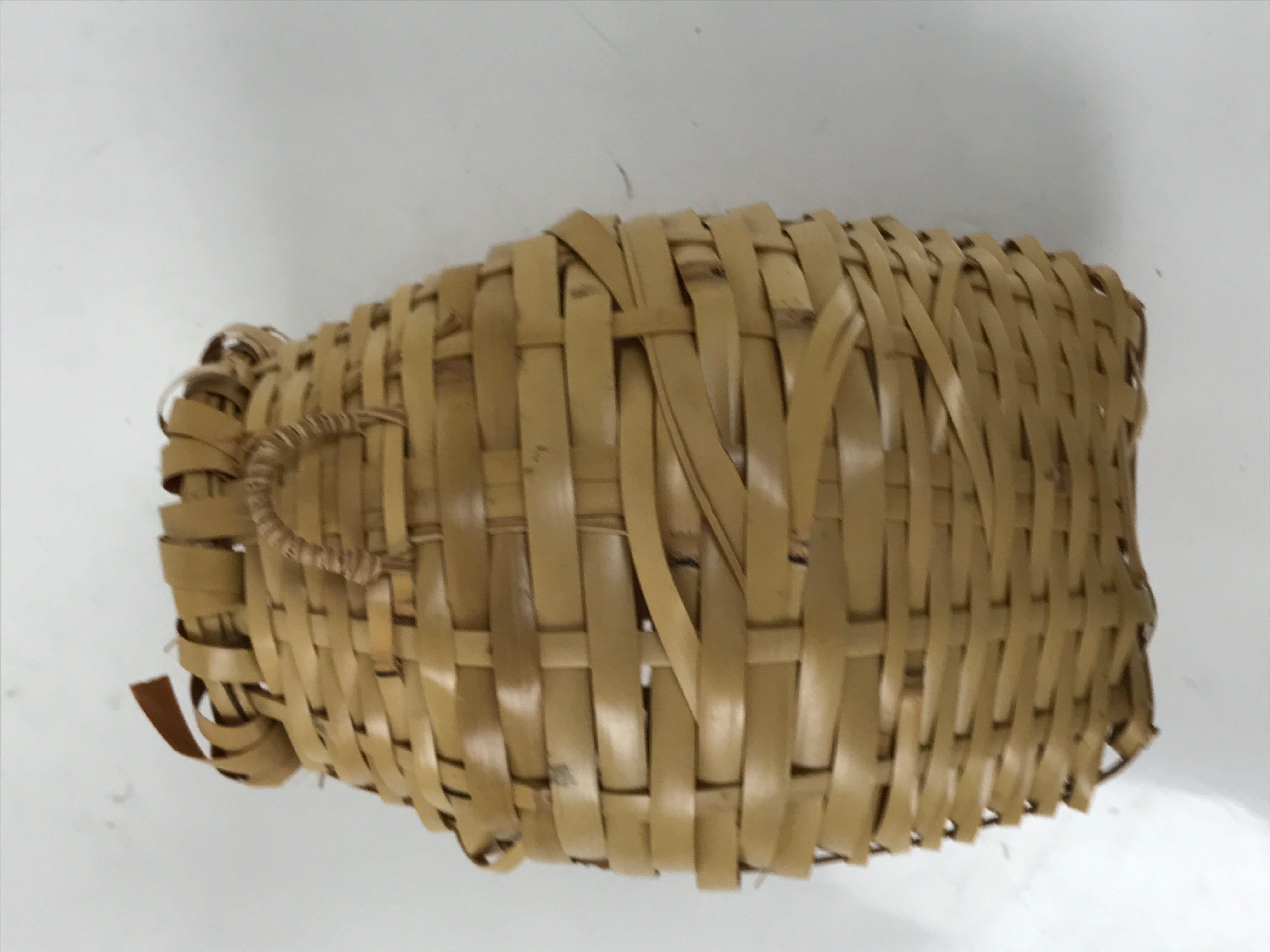 Japanese Handwoven Bamboo Basket Vtg Hanging Kago Ikebana Arrangement Brown B262