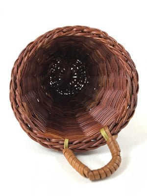 Japanese Handwoven Bamboo Basket Vtg Hanging Small Kago Ikebana Arrangement B232