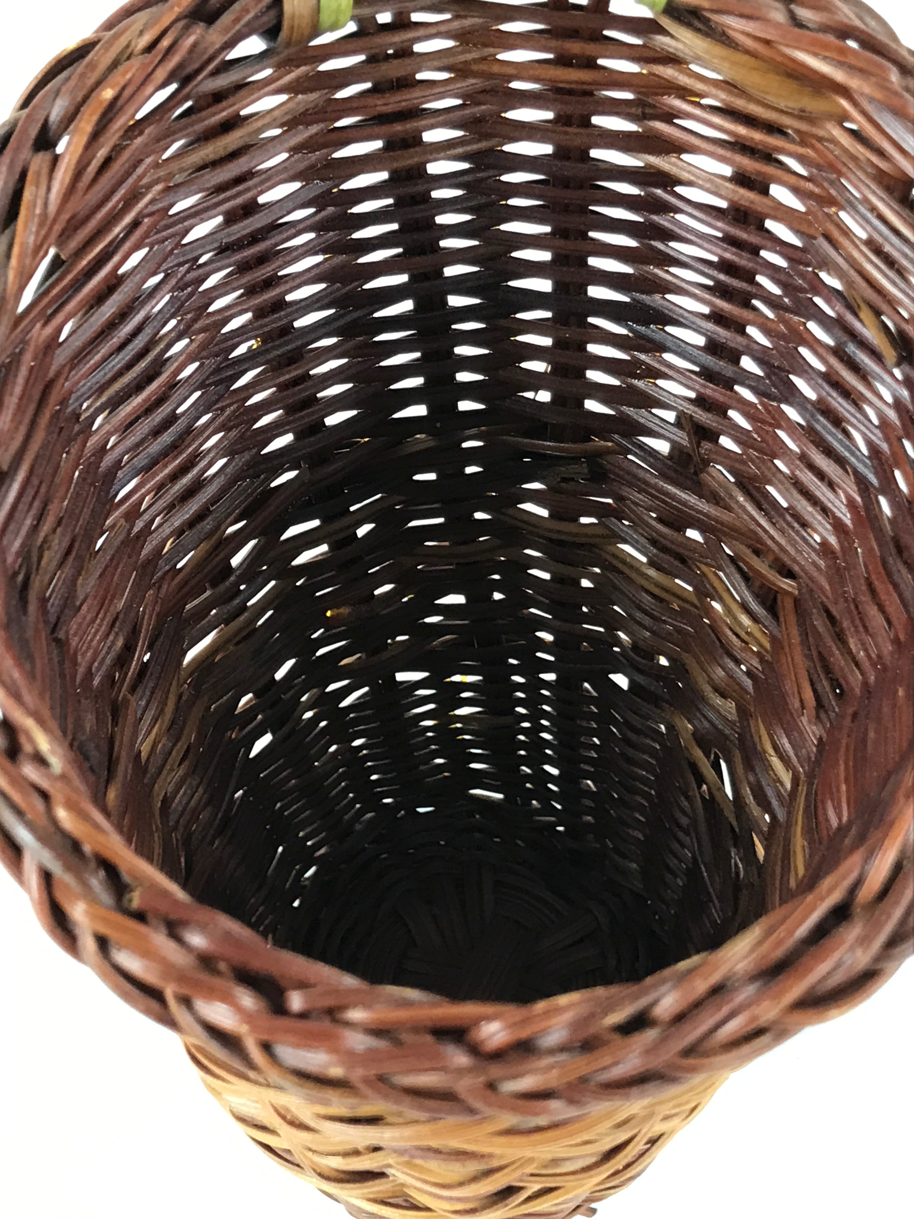 Japanese Handwoven Bamboo Basket Vtg Hanging Small Kago Ikebana Arrangement B232