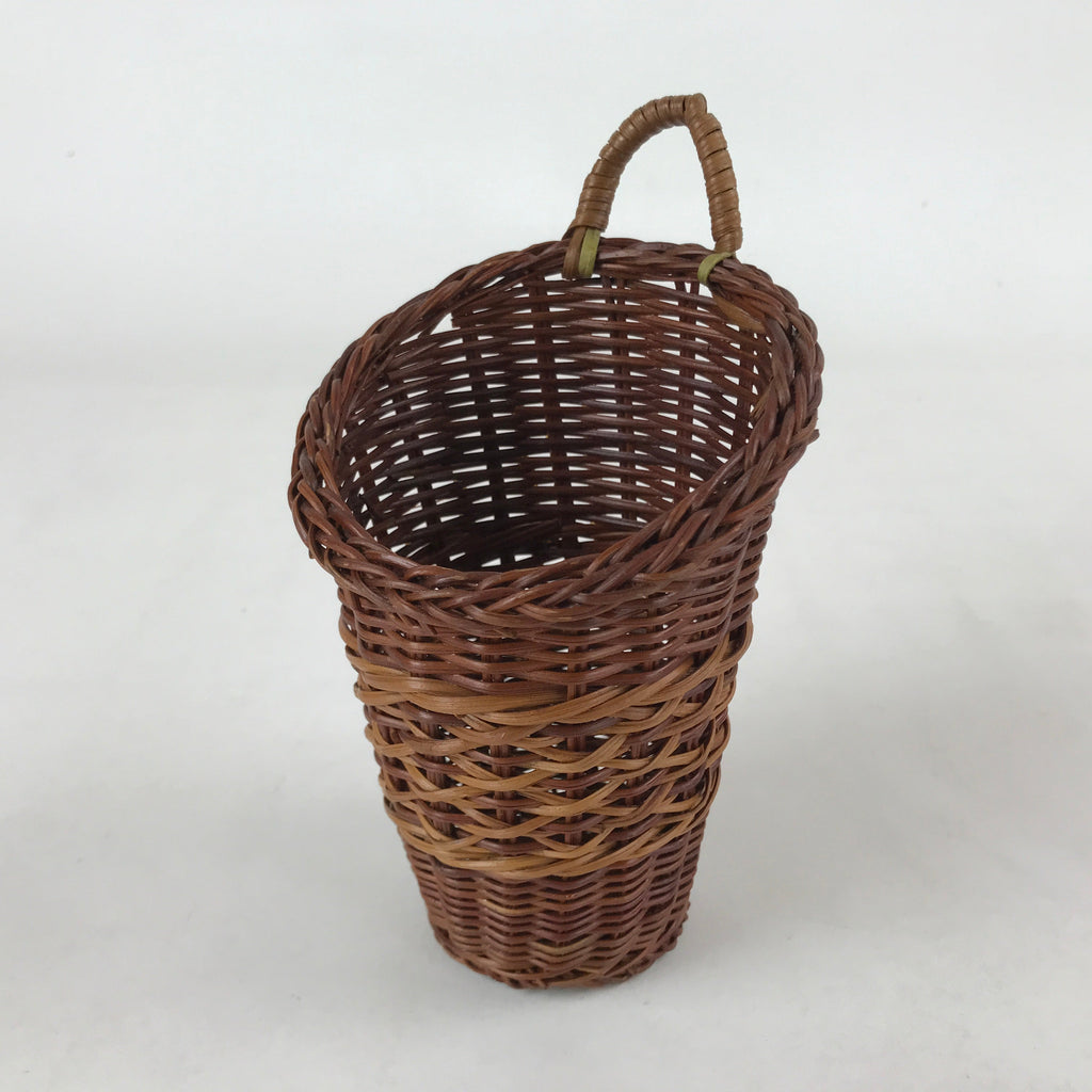 Japanese Handwoven Bamboo Basket Vtg Hanging Small Kago Ikebana Arrangement B232