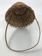 Japanese Handwoven Bamboo Basket Vtg Kago Ikebana Arrangement Handle Brown B261