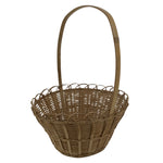 Japanese Handwoven Bamboo Basket Vtg Kago Ikebana Arrangement Handle Brown B261