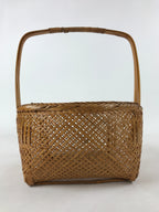 Japanese Handwoven Bamboo Basket Vtg Kago Ikebana Arrangement Kado Brown B226