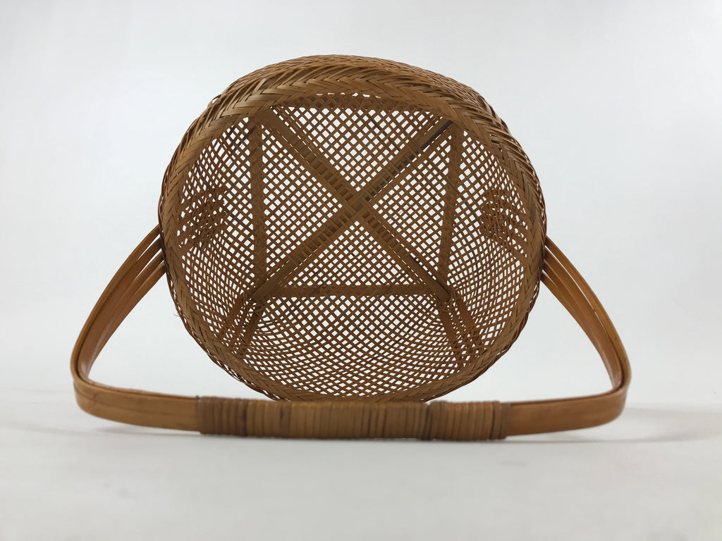 Japanese Handwoven Bamboo Basket Vtg Kago Ikebana Arrangement Kado Brown B226