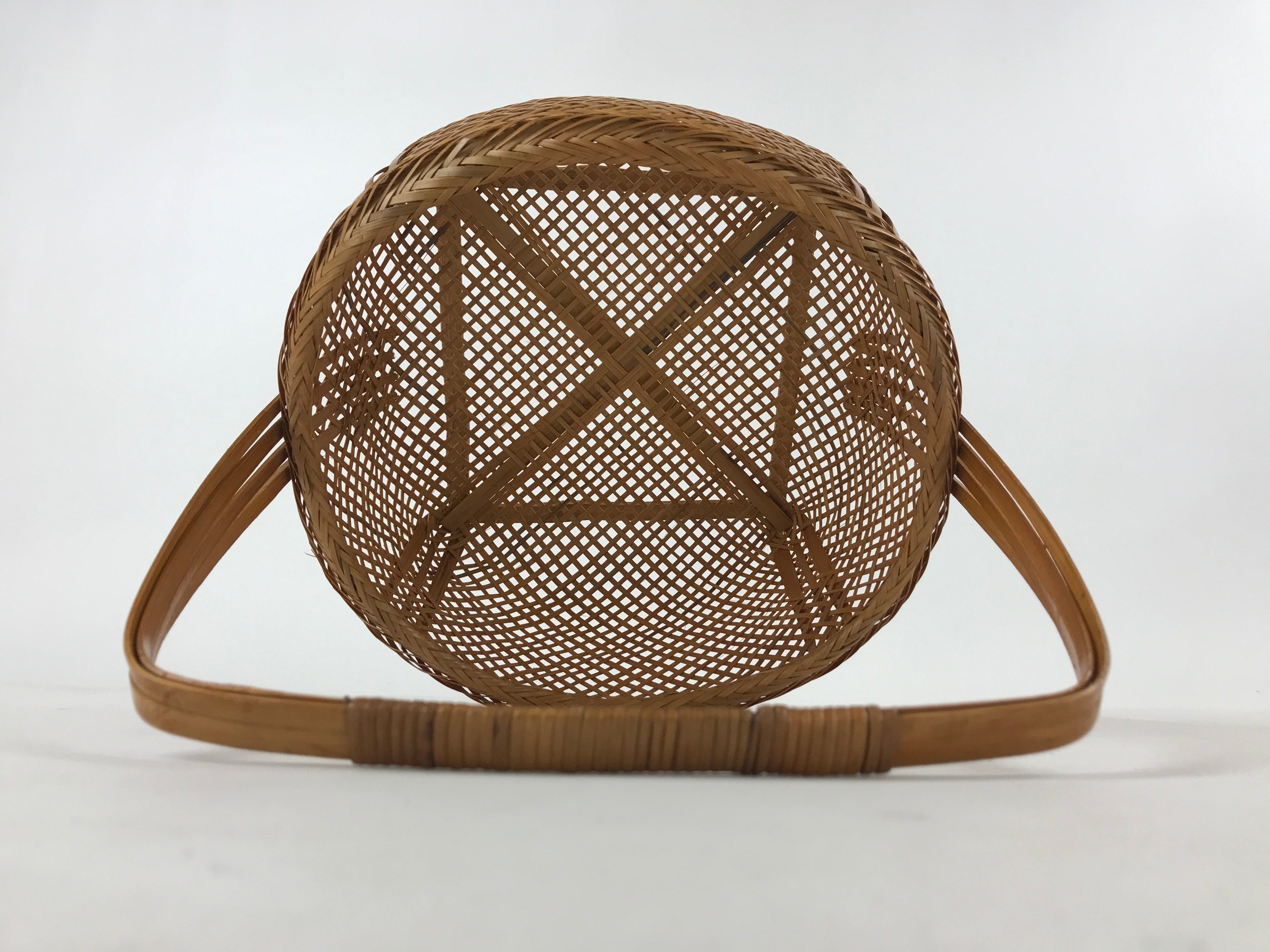 Japanese Handwoven Bamboo Basket Vtg Kago Ikebana Arrangement Kado Brown B226