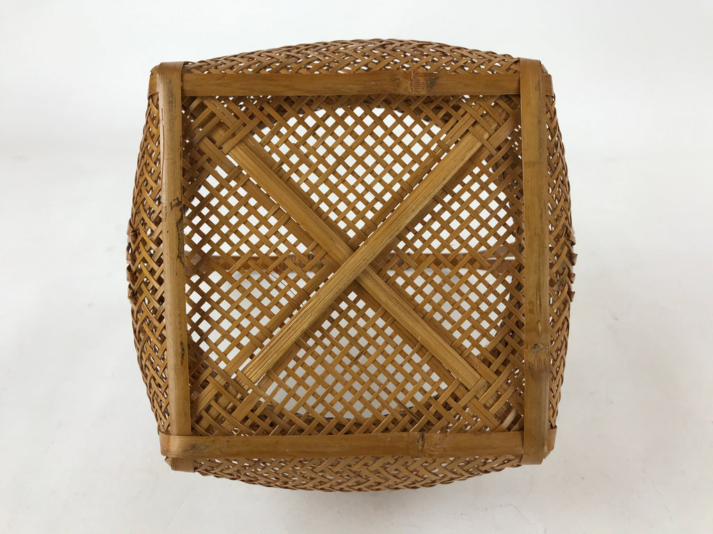 Japanese Handwoven Bamboo Basket Vtg Kago Ikebana Arrangement Kado Brown B226