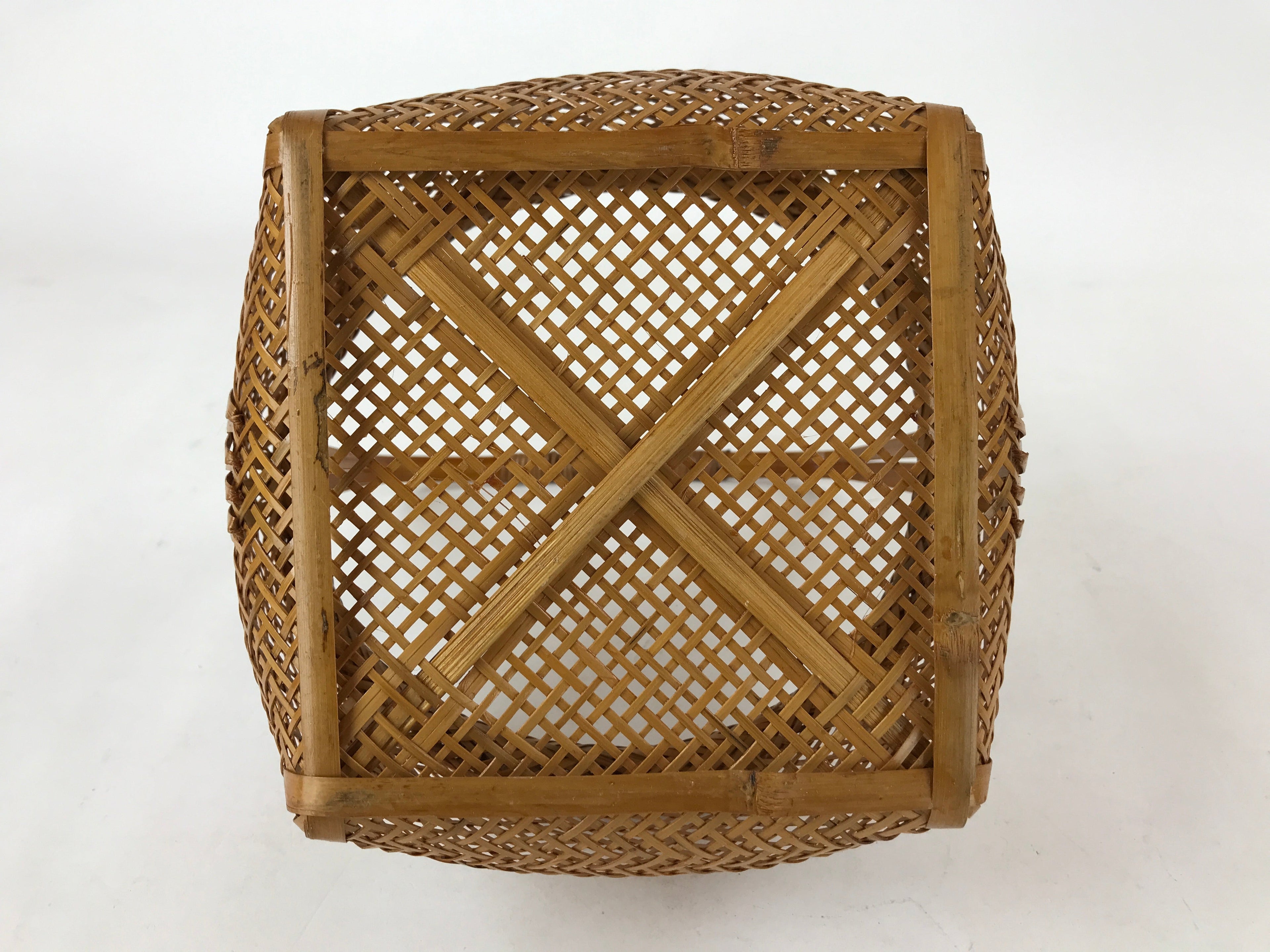 Japanese Handwoven Bamboo Basket Vtg Kago Ikebana Arrangement Kado Brown B226