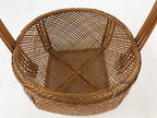 Japanese Handwoven Bamboo Basket Vtg Kago Ikebana Arrangement Kado Brown B226